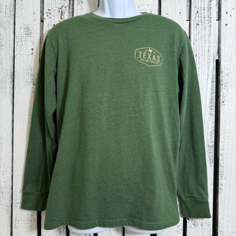 State Of Mine Texas The Lone Star State 1845 Shirt Men Medium‎ Green Long Sleeve